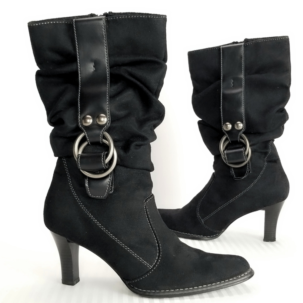 Predictions Black Heeled Boots Size 8